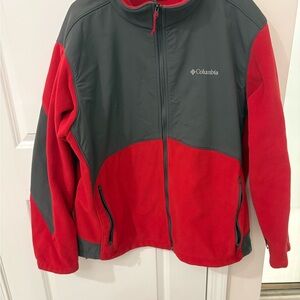 Columbia Men's Red and Gray Fleece Jacket